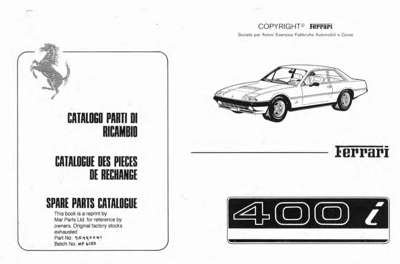 manuels d'atelier Ferrari 400 et 412 français