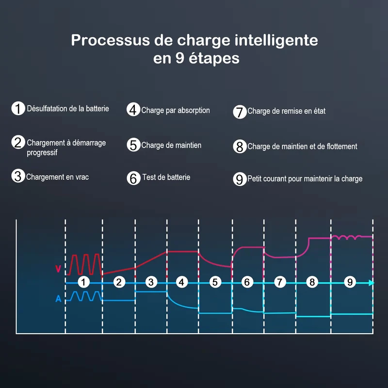 Chargeur batterie moto intelligent 12V 30A