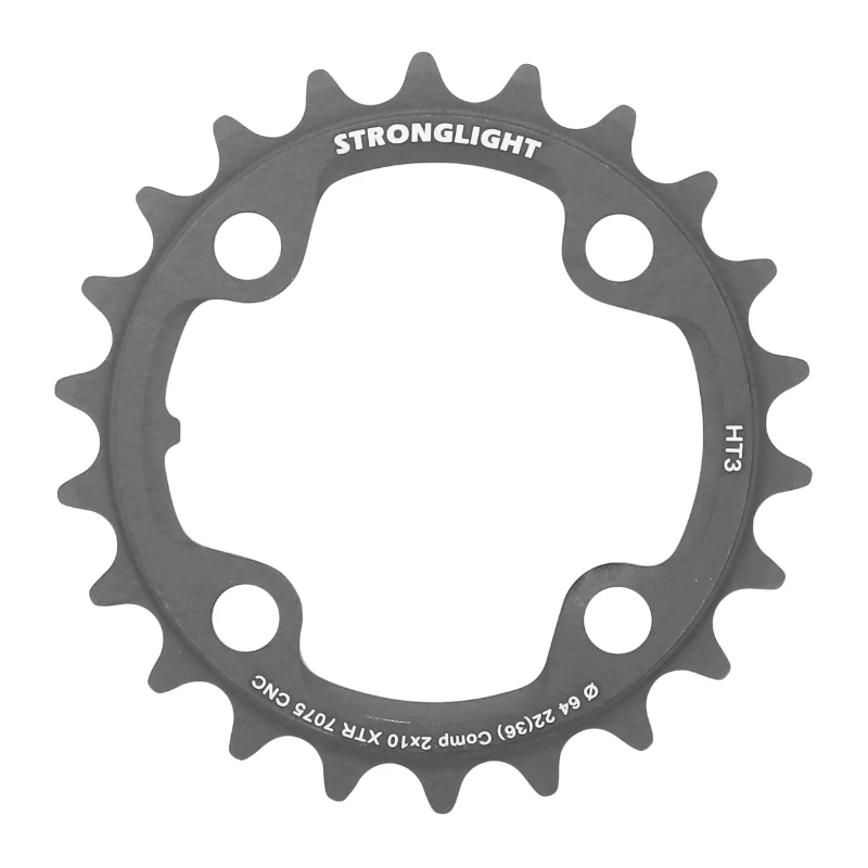 Plateau VTT 4 branches Ø 64 Pour Shimano Xtr M980 Stronglight Ht3 Double 22 dents Intérieur Noir (Pour Extérieur 36 dents) Non Filete 10V.