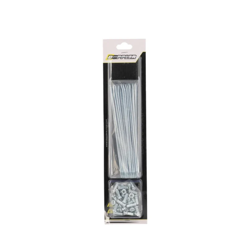 Jeu de rayons roue arrière Doppler 195MM + 199MM 36 pièces argent Derbi Senda