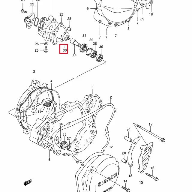 Eje bomba de agua Suzuki RM 125 01-06