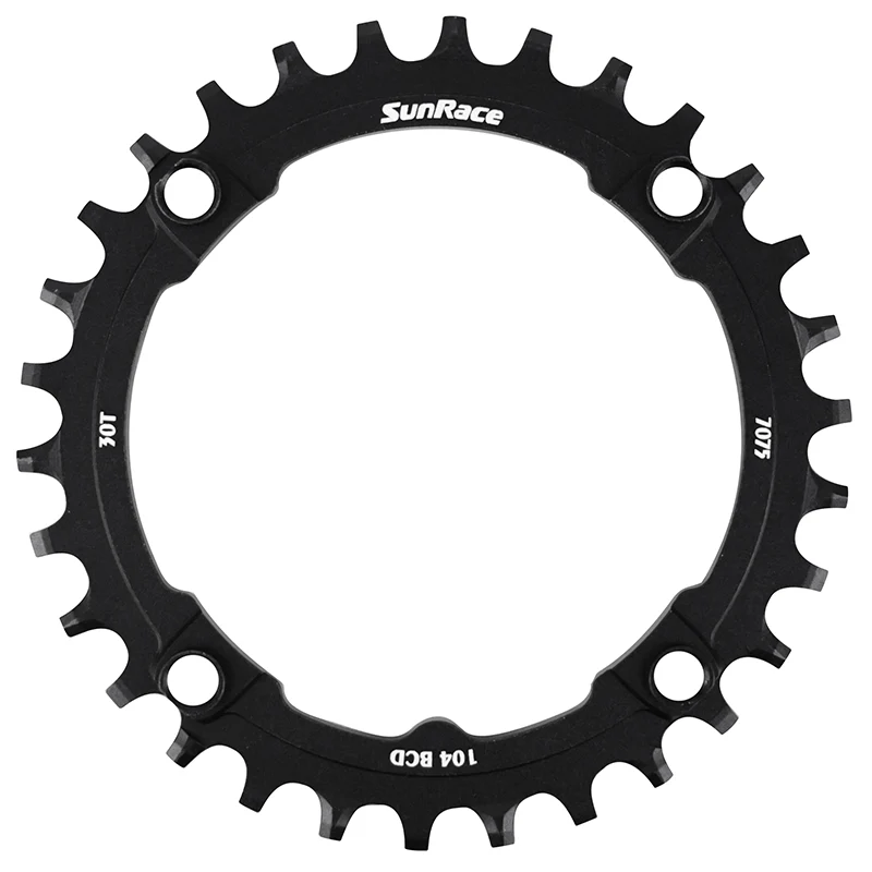 Plateau VTT 4 branches Ø 104 Pour Sunrace 30 dents Mono Noir Alu Compatible Autres Marques Narrow Wide