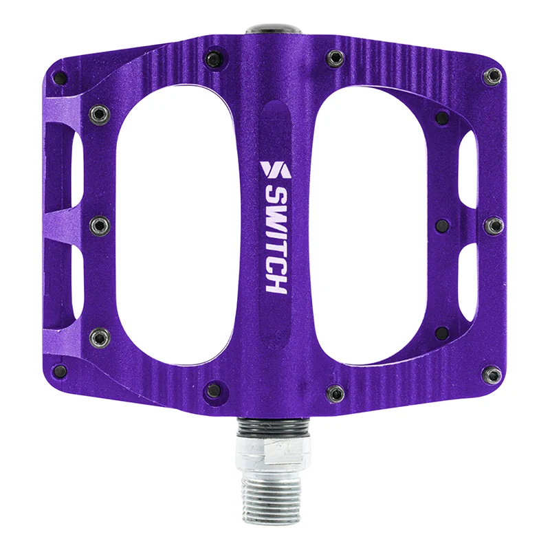 Pédale VTT Plateforme Descente - BMX Switch Large Freeride Alu Cnc Violet Filetage 9-16 Avec Picots (Paire) 110X100 mm
