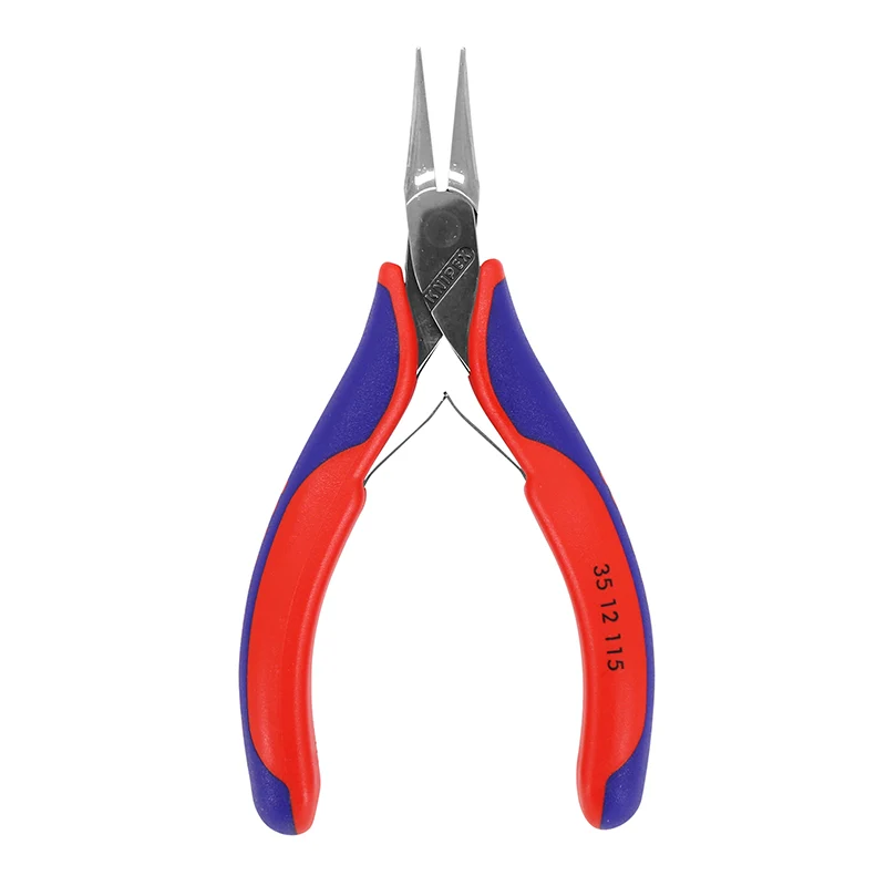 Pince A Bec Plat Pro Knipex 115 mm Chrome Avec Poignée Ergonomique (Ideal Pour Les Travaux De Precision) (35 12 115) -Made In Germany-
