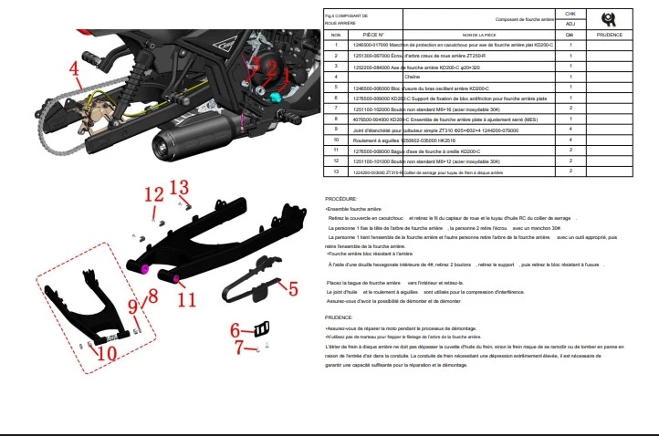Manuel d'atelier Zontes ZT 125 2022 2025 français