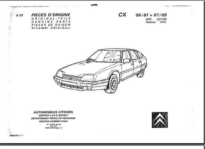 Manuels d'atelier et de réparation Citroën CX 1 et 2 tous modèles