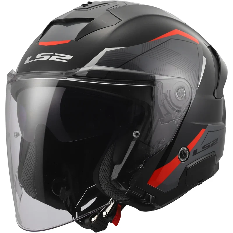 Casco LS2 OF618 Verso II Air - Negro/Rojo Brillo