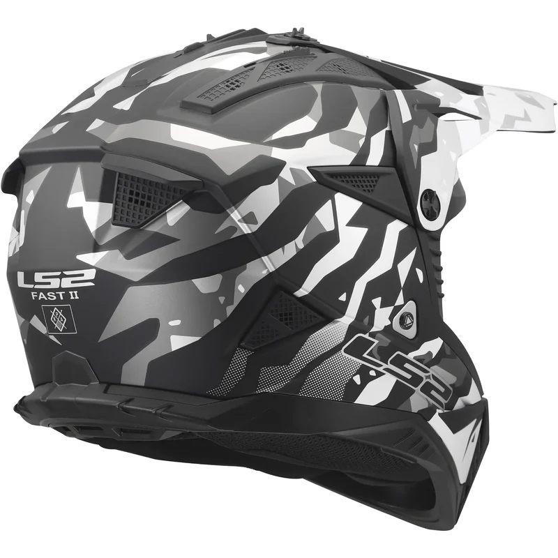 Casco LS2 MX708 Fast II Grotesk - Negro/Blanco Mate