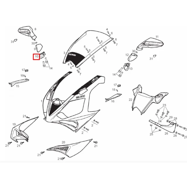 Tapa base retrovisor derecho Derbi GPR 50/125 2T 04-06
