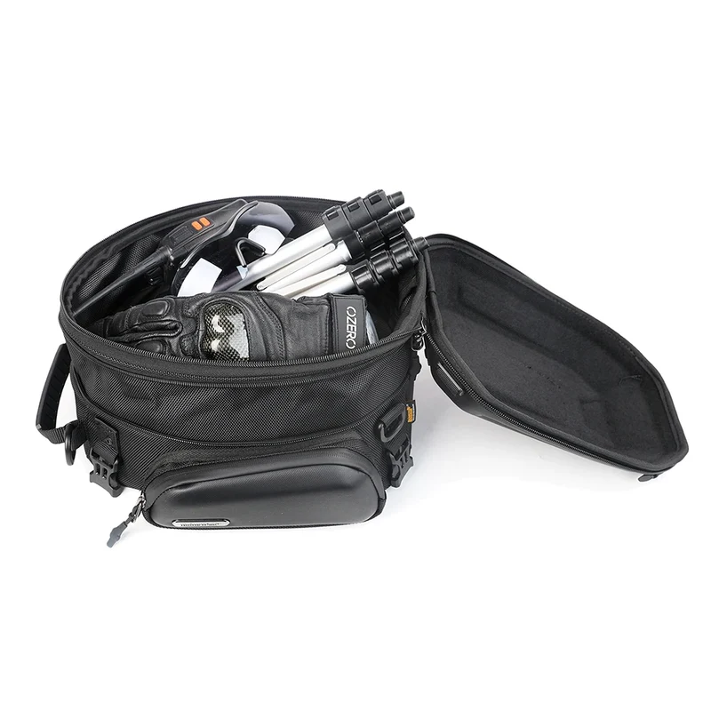 Sacoche de selle moto noire extensible