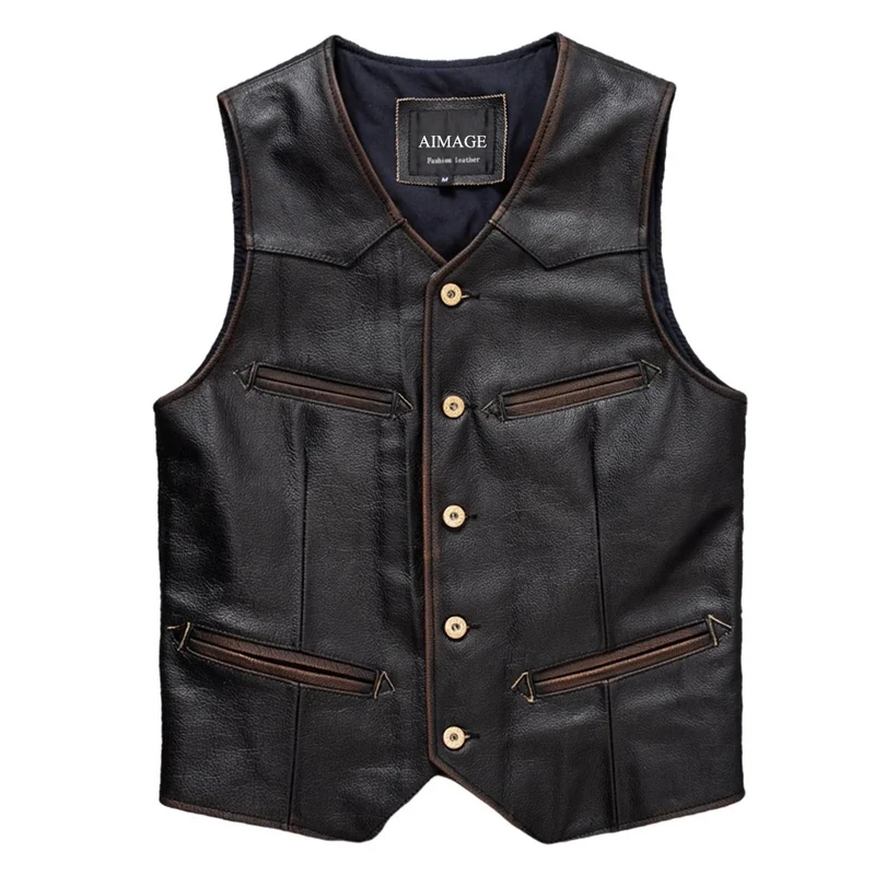 Gilet biker en cuir - Old vintage