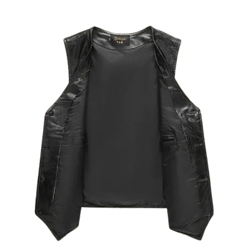 Gilet biker en cuir marron vintage