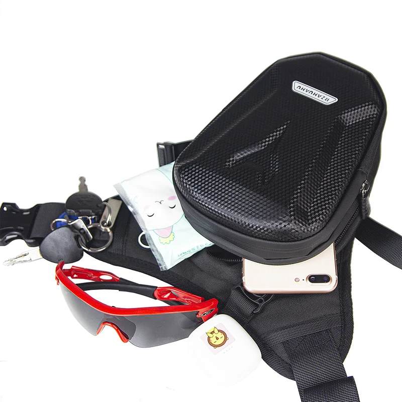 Sacoche de jambe moto - Carbone