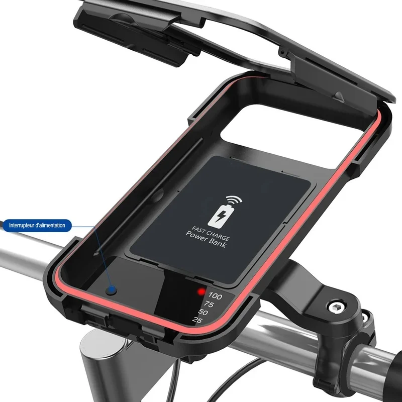 Support téléphone moto coque étanche et charge rapide