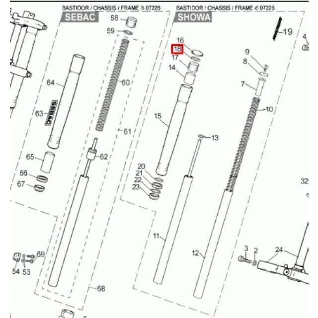 Junta tórica horquilla Showa Rieju MRX/SMX 50 / RS2/3 50-125