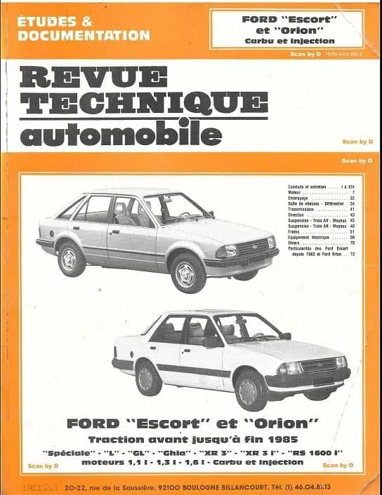Revues techniques Ford Escort Orion 1980 1990