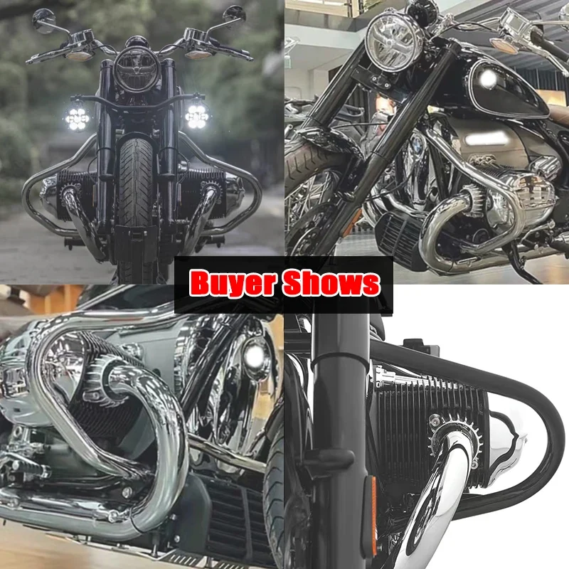 Fit For BMW R18 Engine Guard Bumper 2020 2021 Motorcycle Highway Engine Guard Crash Bar Bars Bumper Protector Black Chrome