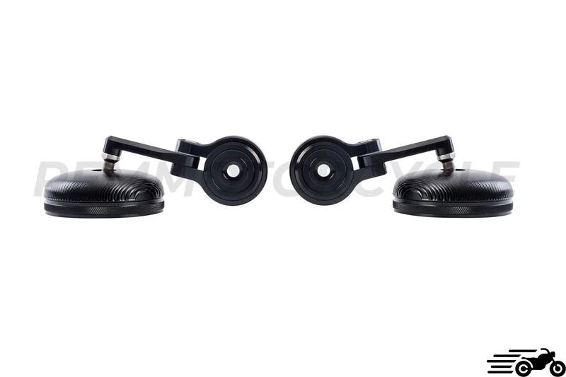 Paire de Rétroviseurs Embout de Guidon Noir Rond 22 mm CNC
