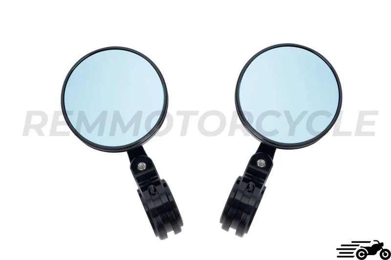 Paire de Rétroviseurs Embout de Guidon Noir Rond 22 mm CNC