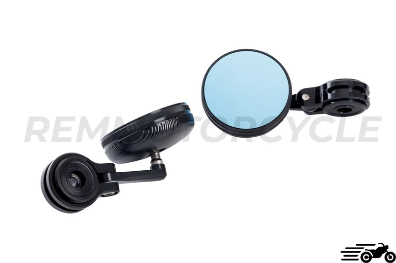 Paire de Rétroviseurs Embout de Guidon Noir Rond 22 mm CNC