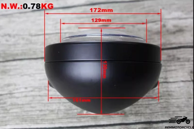 Phare Moto Anneaux LED et Grille Homologué