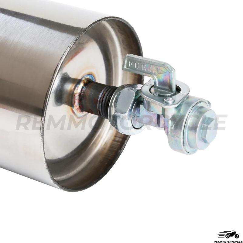 Reservoir additionnel moto type Bouteille Bouchon avec robinet et support