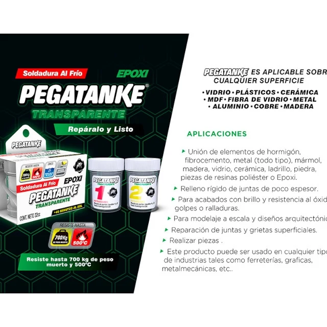 Adhesivo Epoxi 32ml Pegatanke - transparente