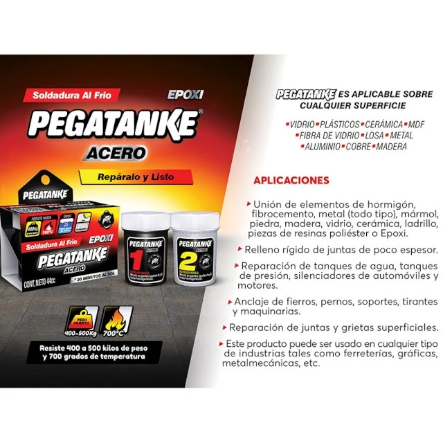 Adhesivo Epoxi 32ml Pegatanke - acero