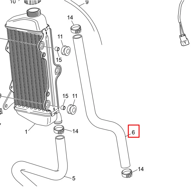 Tubo refrigerante superior Sherco 50