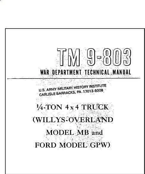Manuels d'atelier Jeep Willy's Ford Hotchkiss