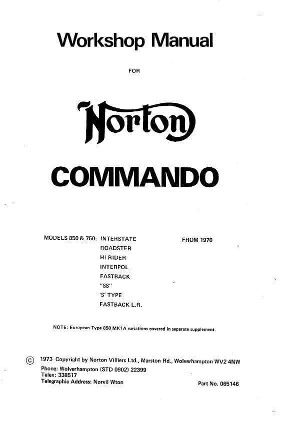 manuels d'atelier Norton Commando