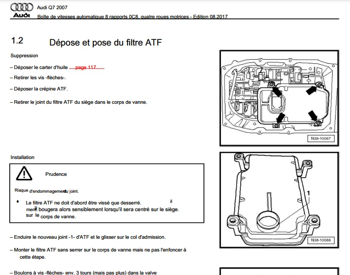 Manuel d'atelier Audi Q7 2005 2015 français