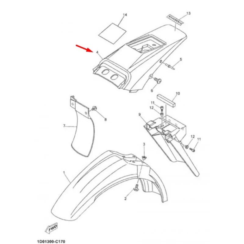 Guardabarros trasero Yamaha DT 125 RE / X 04-06