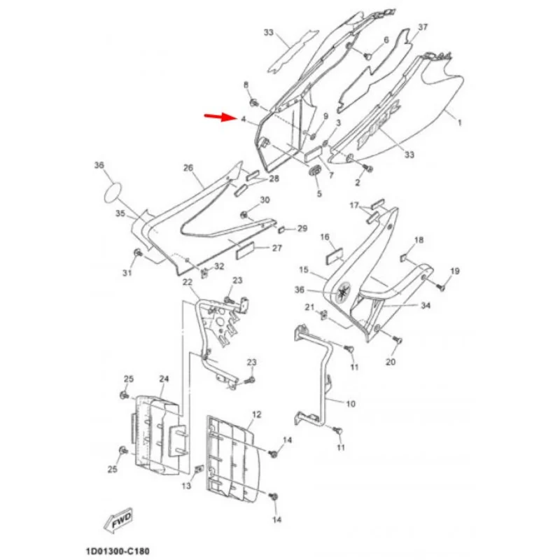 Tapa trasera derecha Yamaha DT 125 RE / X 04-06