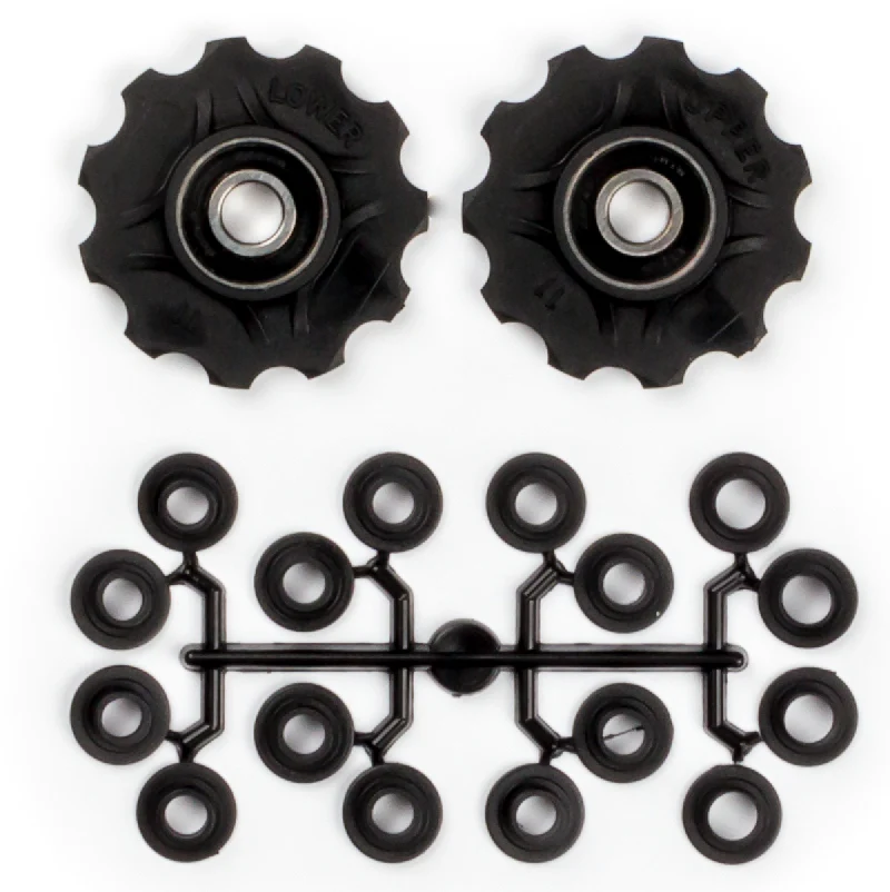Galets de dérailleur 2 x 11 dents roulements annulaires + Elvedes Spacers, boite de 10