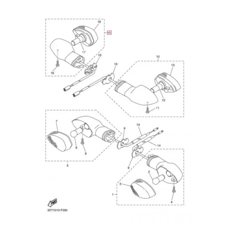 Intermitente trasero derecho Yamaha WR 250 R 08-15