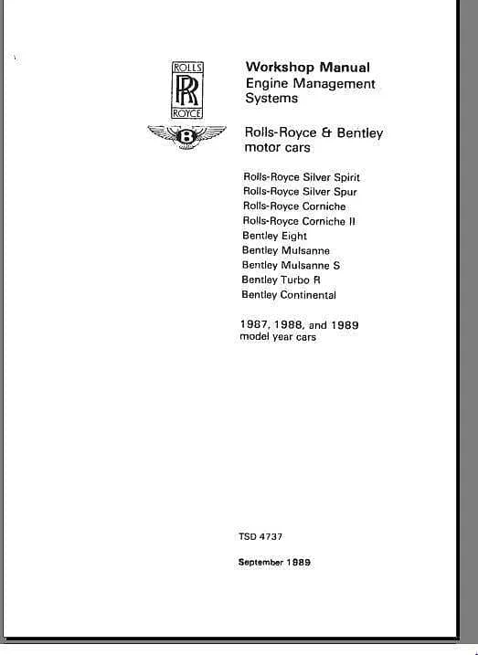 Manuels d'atelier Rolls Royce 1955 à 1995