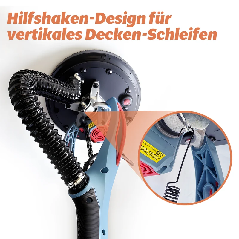 FANZWORK Trockenbauschleifer mit Bürstenlosem EC-Motor 900W, ULTRA-Leicht, 225mm Schleifgiraffe, bis 2300 U/min, Länge bis 1,9m, inkl. LED, 3,8m Kabel, Schleifscheiben, Sauger-Adapter, Tragkoffer