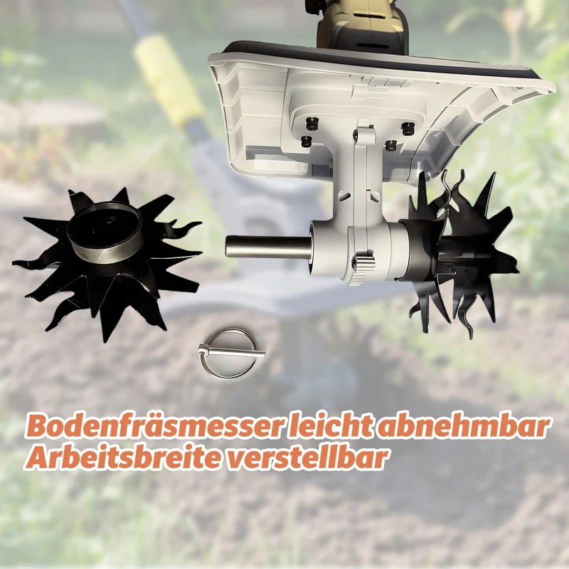 FANZTOOL Akku-Motorhacke mit 20V/4.0Ah Akku, 23cm Arbeitsbreite,16 cm Arbeitstiefe, Akku Gartenfräse mit 4 Robuste Hackmesser, Bodenhacke für klein Beet & Garten