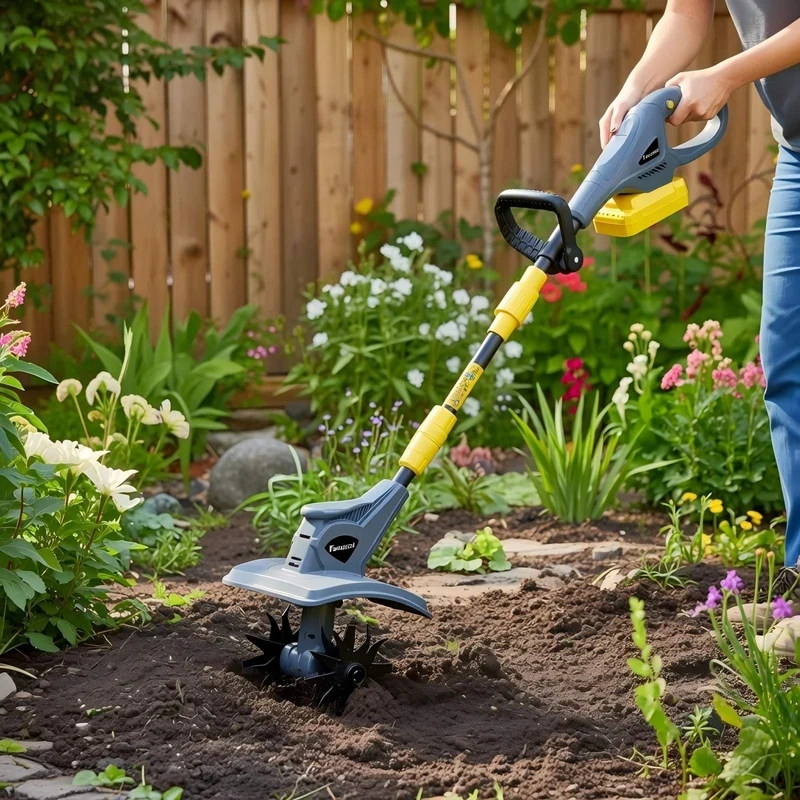 FANZTOOL Akku-Motorhacke mit 20V/4.0Ah Akku, 23cm Arbeitsbreite,16 cm Arbeitstiefe, Akku Gartenfräse mit 4 Robuste Hackmesser, Bodenhacke für klein Beet & Garten