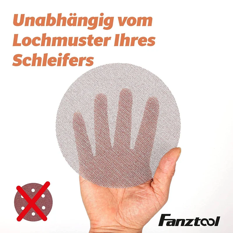 FANZWORK Schleifgitter -Set (enthält 9 Schleifpapier mit Ø150mm & 9 Schleifpapier Ø125mm, Körnungen 80#, 120# und 240# je 3 Stück)