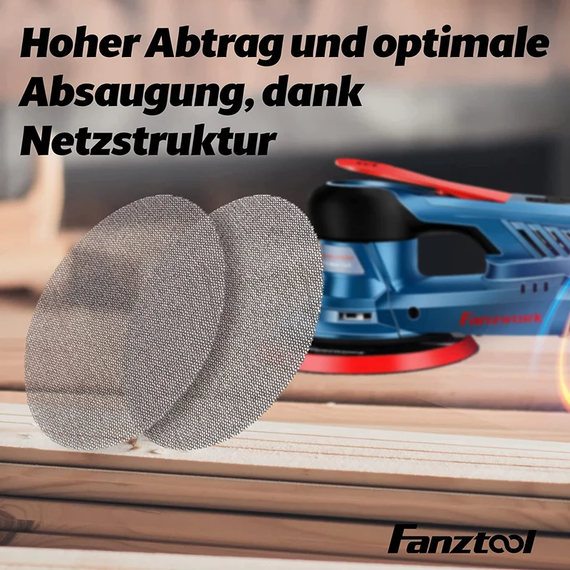 FANZWORK 150 mm Netz-Schleifgitter Klett für Exzenterschleifer Krönung 80/120/240 jeweils 5 Stk