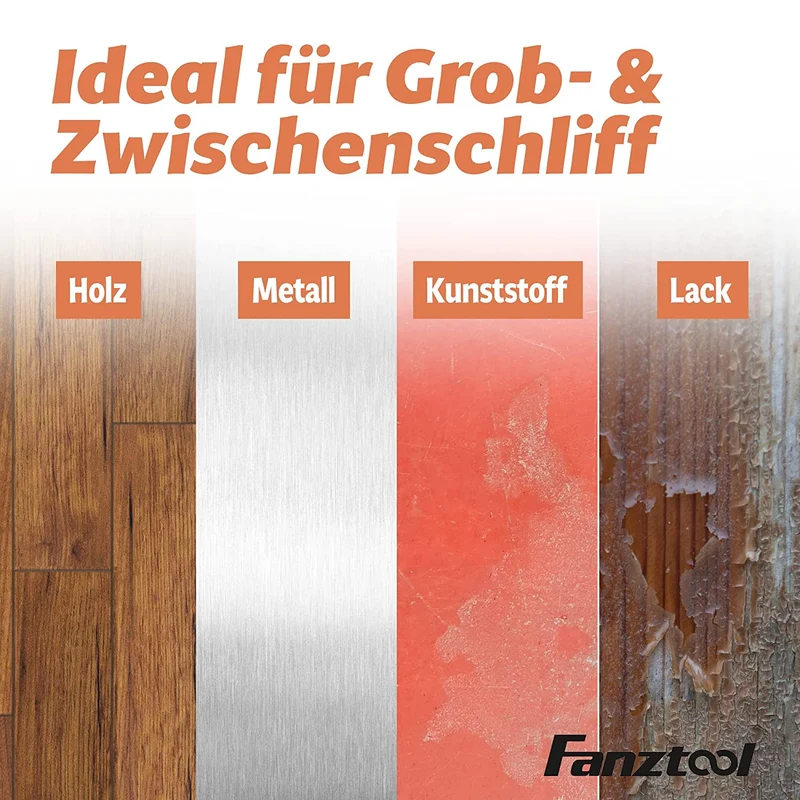 FANZWORK 150 mm Netz-Schleifgitter Klett für Exzenterschleifer Krönung 80/120/240 jeweils 5 Stk