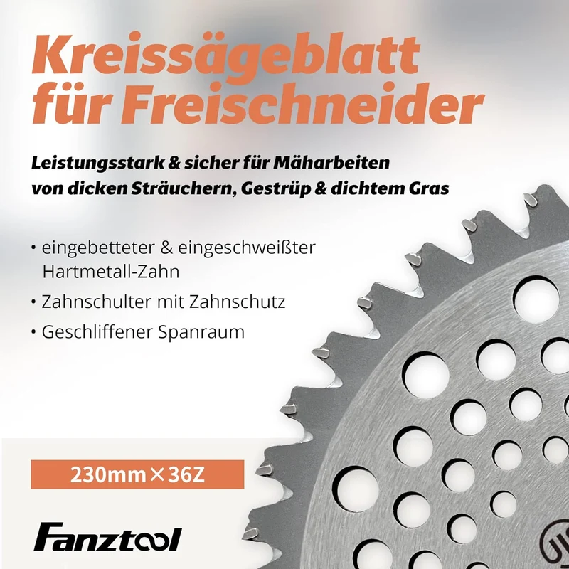 Kreissägeblatt Freischneider Klinge 230D x 36Z mit Zahnschutz ZWEIFACHER SCHNITT