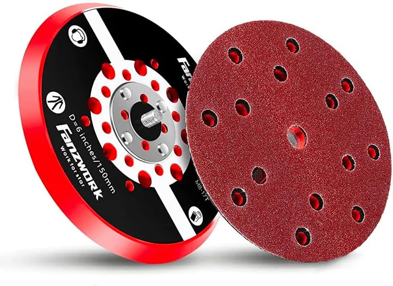FANZWORK Klett-Schleifteller für Exzenterschleifer Ø 150mm | 5/16 Zoll UNF Außengewinde | Schleifteller mit Klett