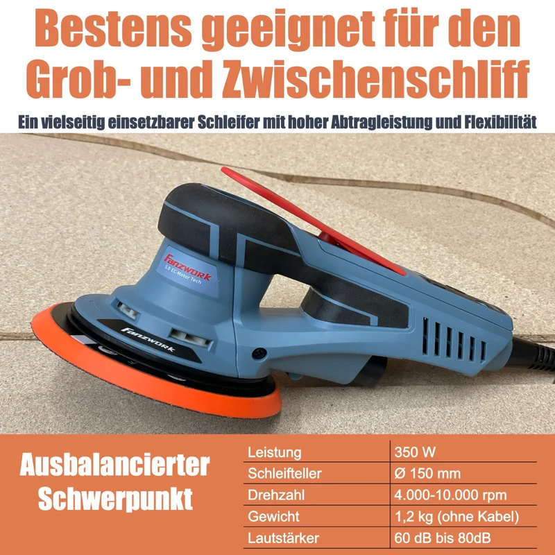 Bürstenloser Exzenterschleifer 150mm mit Tragkoffer FZ-EZ150A