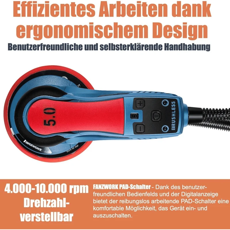 Bürstenloser Exzenterschleifer 125/150mm mit Tragkoffer FZ-EZ150B