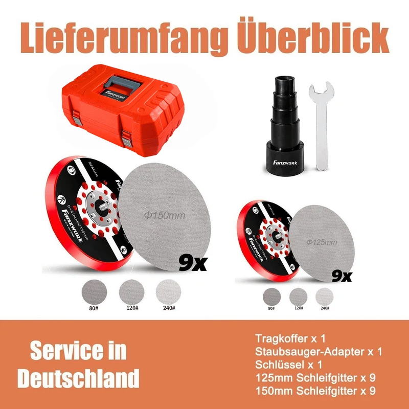 Bürstenloser Exzenterschleifer 125/150mm mit Tragkoffer FZ-EZ150B