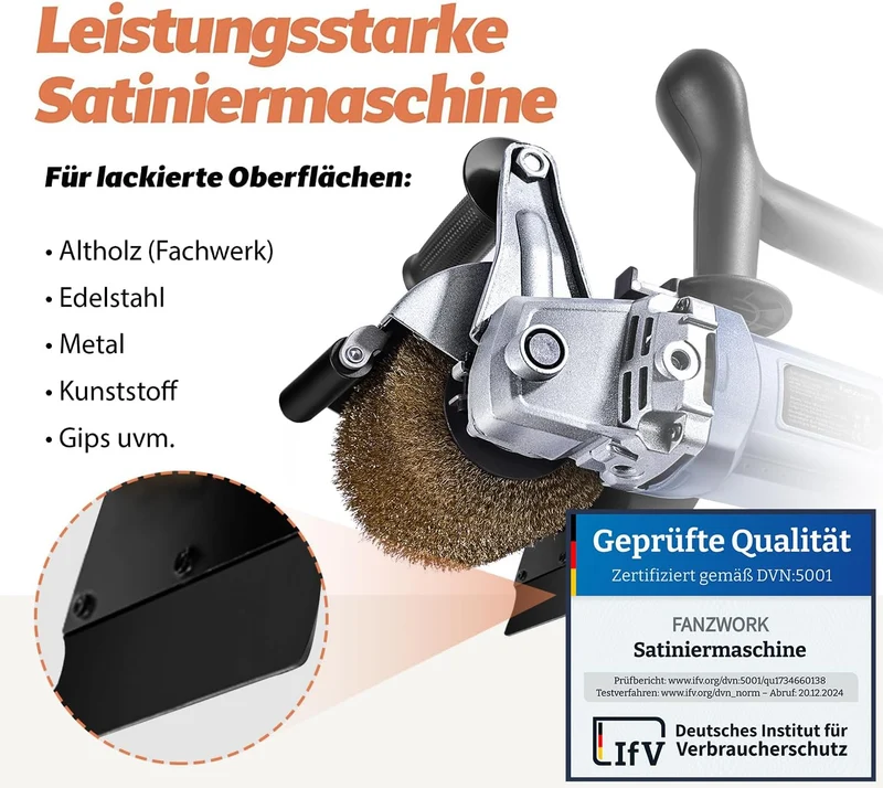 Gebraucht - 25S FANZWORK V2 1500 Watt Satiniermaschine mit Staubsaugung-Anschluss, Drehzahlregelung, Messing & Nylon & Schleifpapier Bürste FZ-7301B