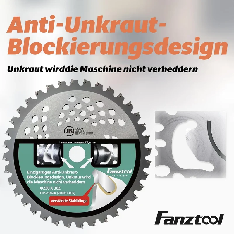 FANZTOOL 23 cm Kreissägeblatt-Set mit Zahnschutz für Freischneider – Ersatzmesser für Akku- und Benzin-Rasentrimmer sowie Freischneider